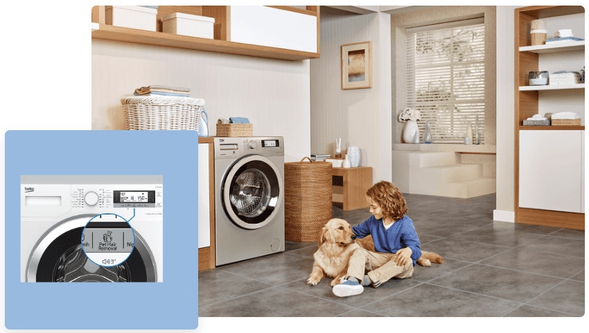 Beko Beyond B3WFR572W панель управления — дисплей, поворотный регулятор и сенсорные кнопки