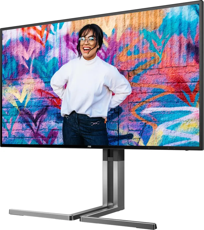 AOC U27U3CV фронтальный вид &mdash; яркий контрастный контент на 4K IPS экране