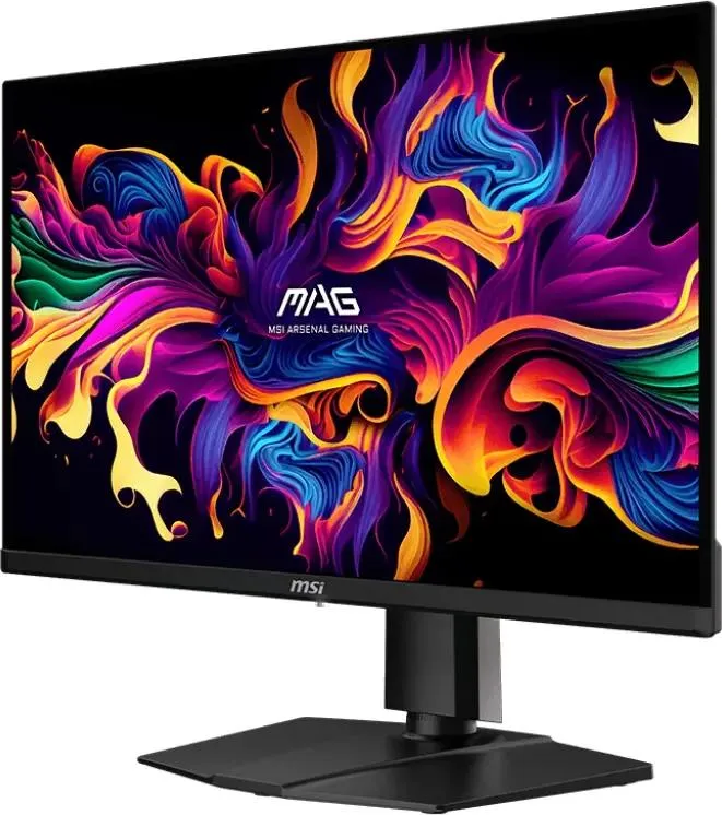 MSI MAG 271QP вид сбоку &mdash; тонкий профиль QD-OLED и регулируемая подставка
