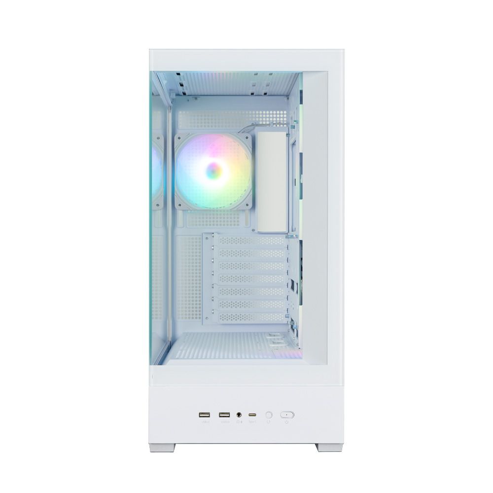 Zalman P40 DS внутренний вид с кабельным пространством, ARGB-вентилятором и фронтальными портами управления