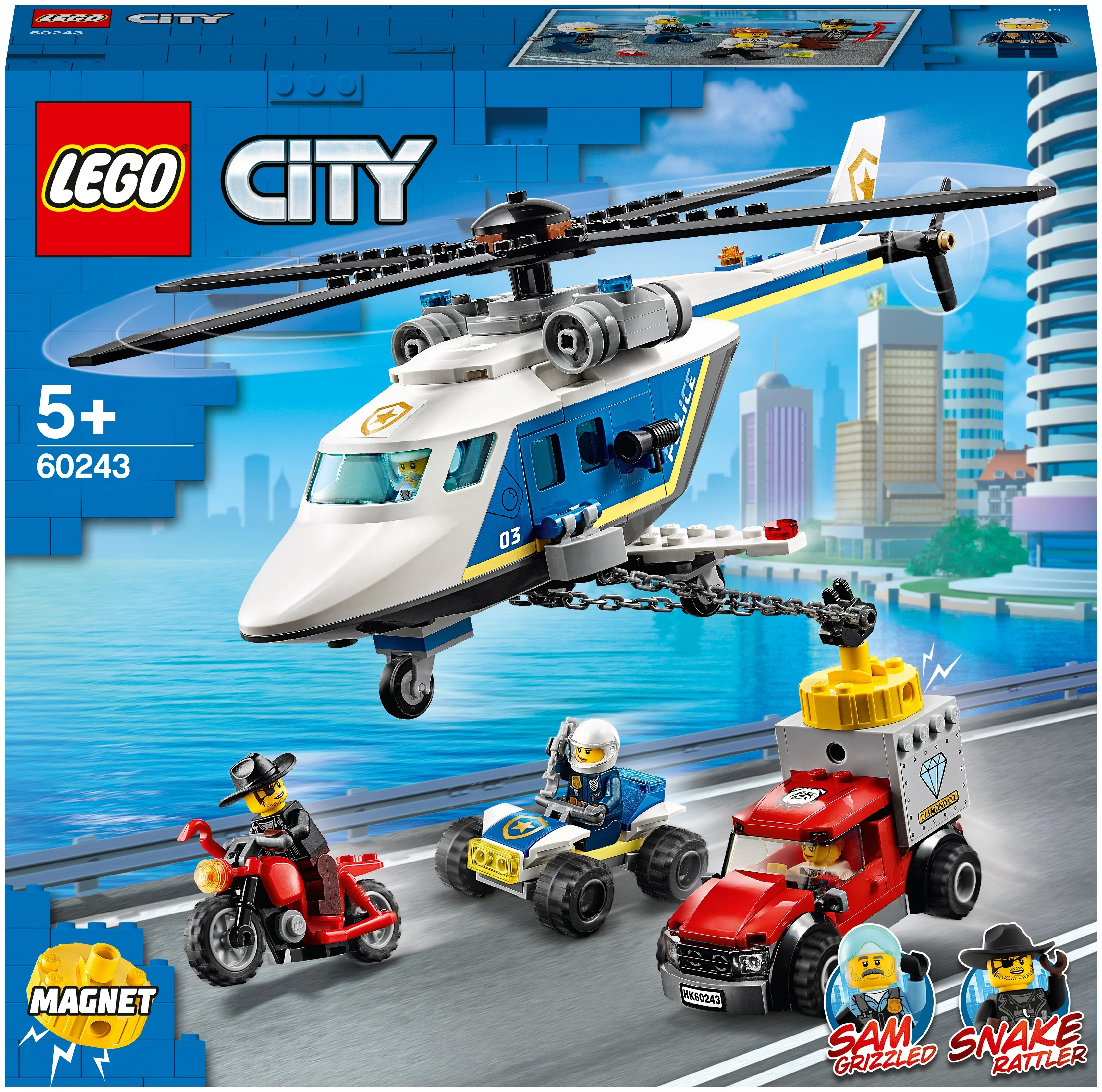 Конструктор LEGO City Police 60243 Погоня на полицейском вертолёте, 212 дет.