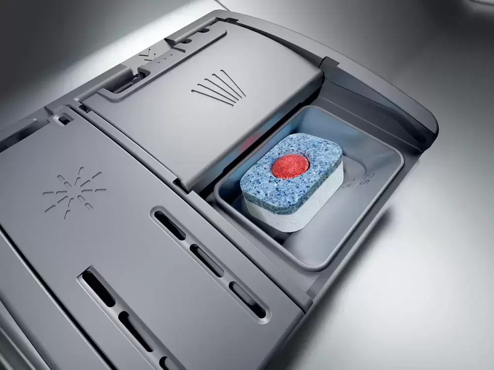 Bosch SMS43D08ME открытый отсек для моющего средства &mdash; таблетка 3 в 1, система дозирования, внутренняя камера из нержавеющей стали