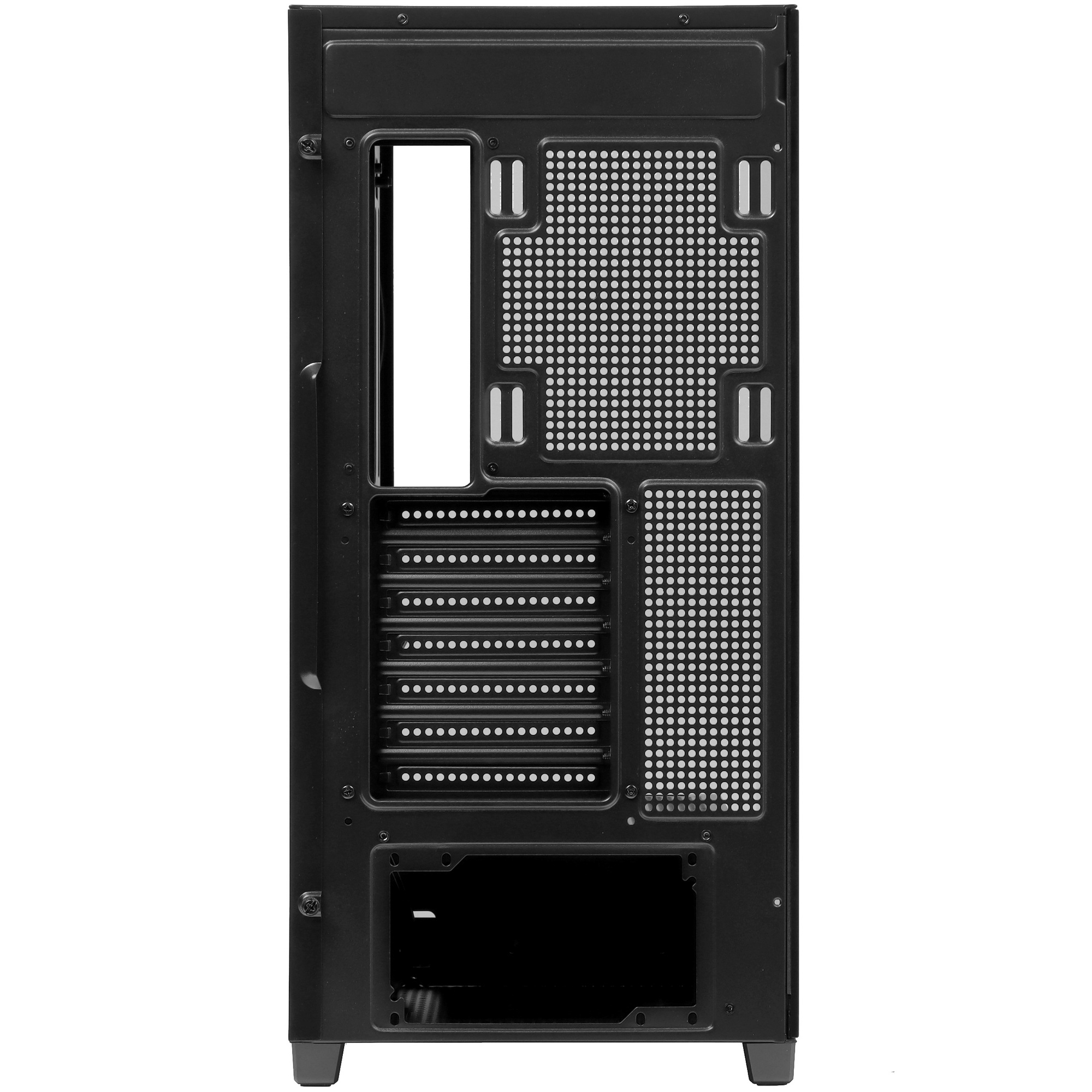 DeepCool CG580 задняя панель — вентиляционные отверстия, слоты расширения и каналы кабель-менеджмента