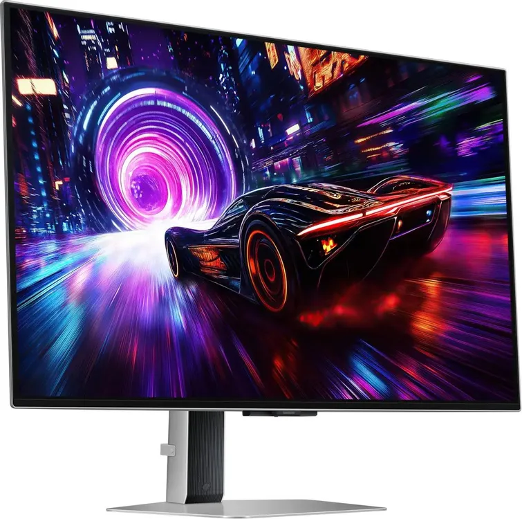 Samsung Odyssey LS32FG812SIXCI боковой профиль, тонкая рамка и металлическая подставка