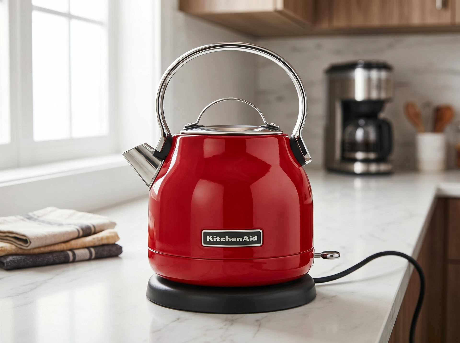 KitchenAid 5KEK1222EER красный чайник в интерьере кухни