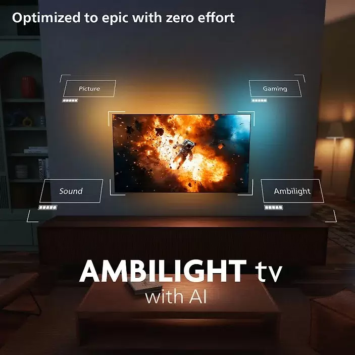 Philips 55OLED820 в интерьере гостиной — картинка, звук, игры и Ambilight