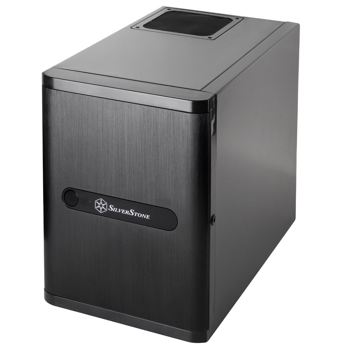 SilverStone SST-DS380B Mini-Tower корпус для NAS вид в перспективе с вентиляционной решёткой сверху