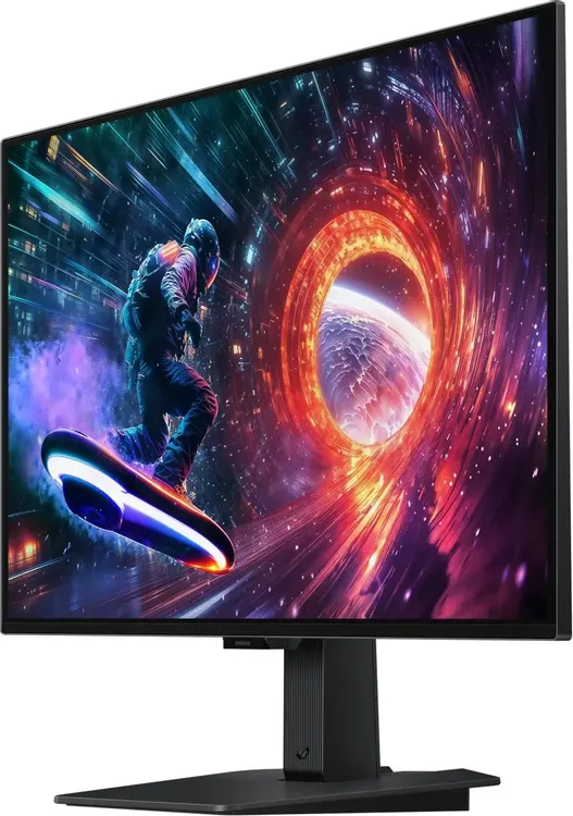 Samsung Odyssey S27FG502SIXCI боковой профиль &mdash; тонкий корпус OLED и эргономичная подставка