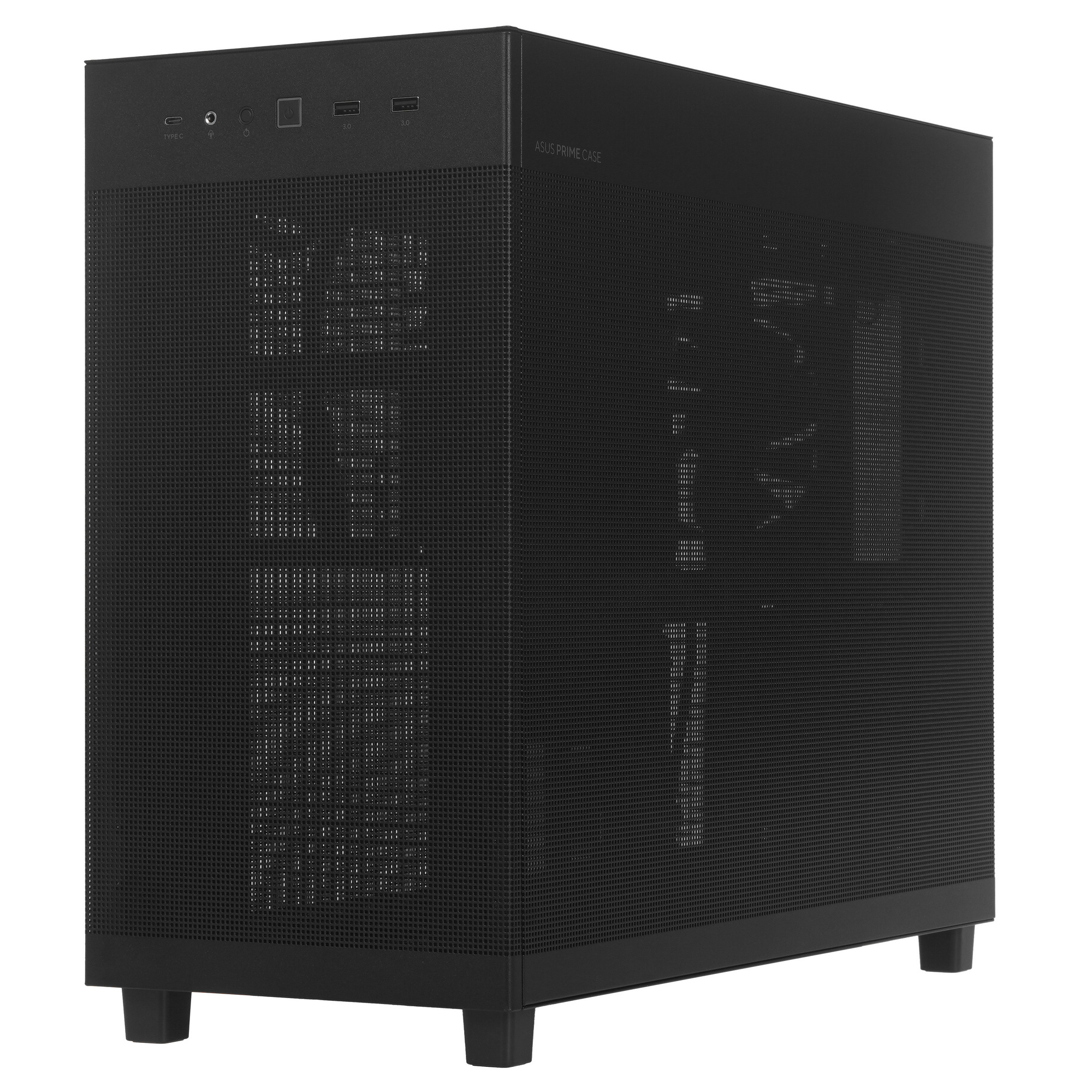 ASUS Prime AP303 Mesh угловой вид перфорированная вентиляция и логотип ASUS Prime