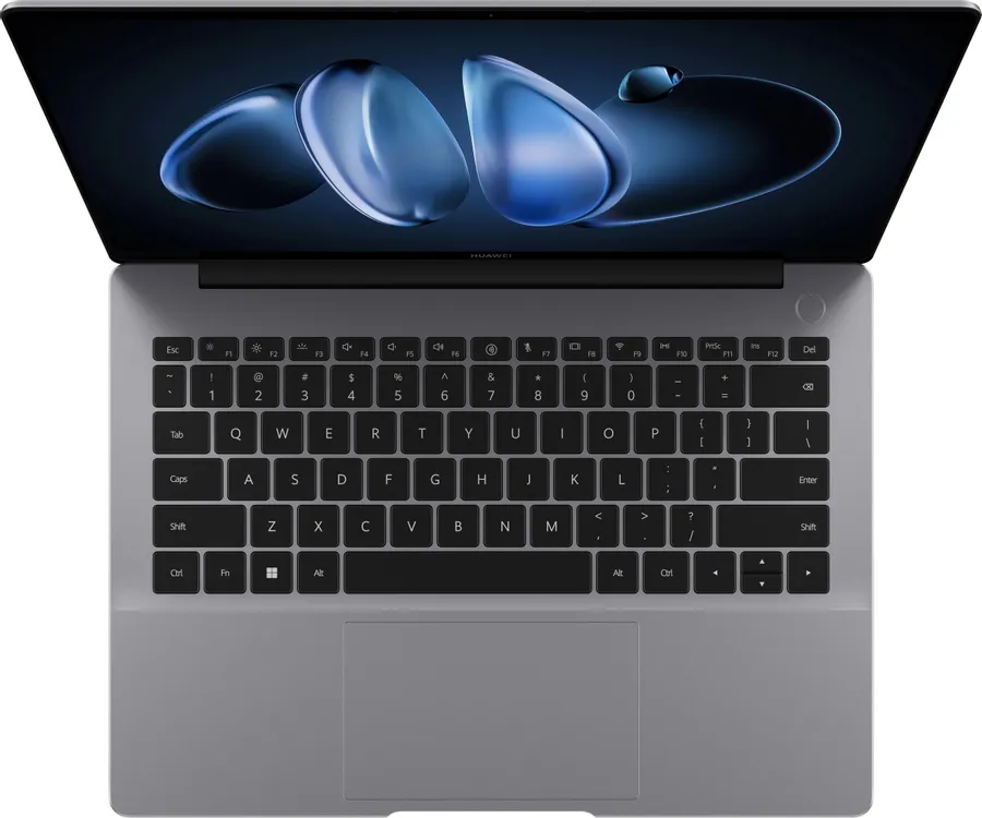 Huawei MateBook 14 клавиатура с подсветкой и тачпад, вид сверху, серебристый корпус