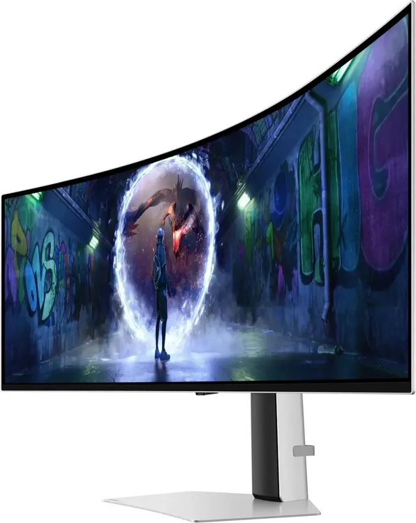 Samsung Odyssey S49DG932SIXCI боковой профиль, изгиб панели и дизайн подставки