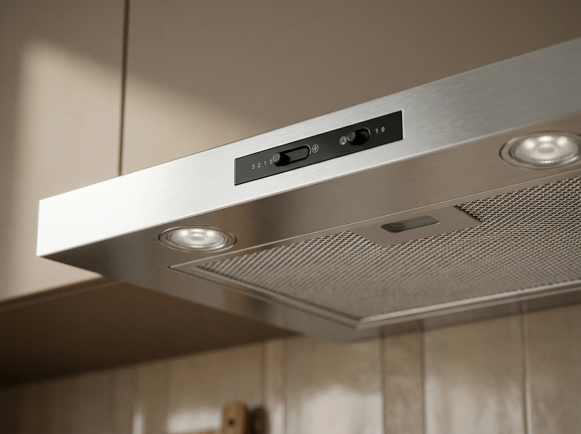 Maunfeld Crosby Light 5028 серебристый &mdash; вид встроенной вытяжки в кухонном интерьере