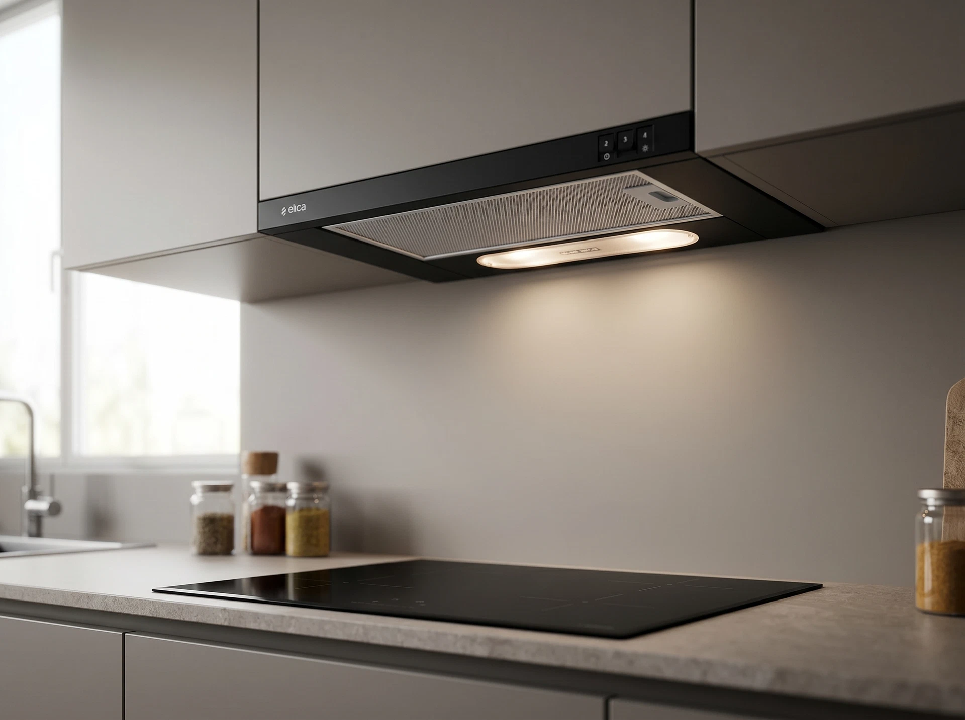 Elica Elite 14 Lux BL/A/50 встраиваемая вытяжка в интерьере современной кухни