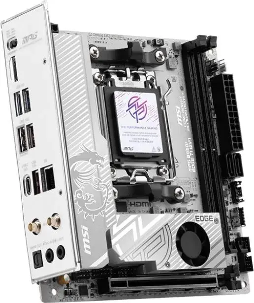 MSI MPG B850I Edge Ti WiFi задняя панель с портами USB, HDMI, DisplayPort, RJ-45 и оптическим S/PDIF