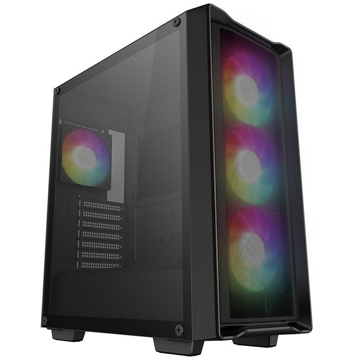 DeepCool CC560 MESH V2 3D-ракурс черный корпус боковое стекло ARGB-вентиляторы
