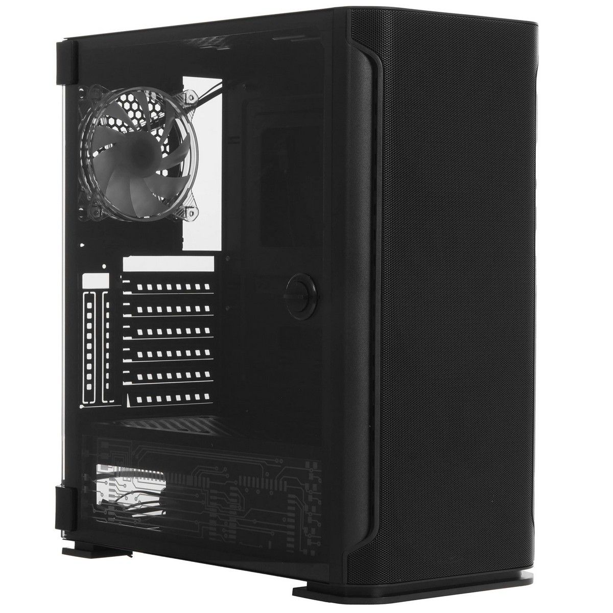 Soeyi AX1-B10 с открытой боковой панелью — внутренние компоненты, материнская плата и слоты расширения