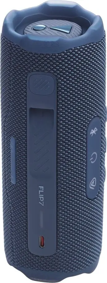 JBL Flip 7 Blue боковая панель кнопки управления разъём USB-C и Bluetooth