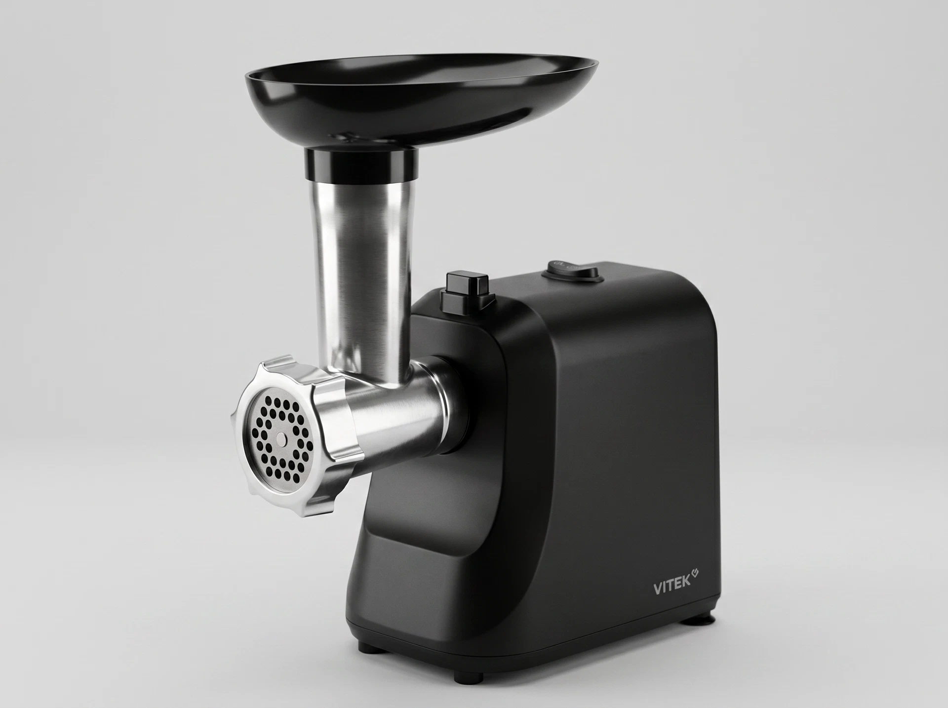 Vitek VT-MG3600 вид сбоку чёрный корпус габариты дизайн мясорубки