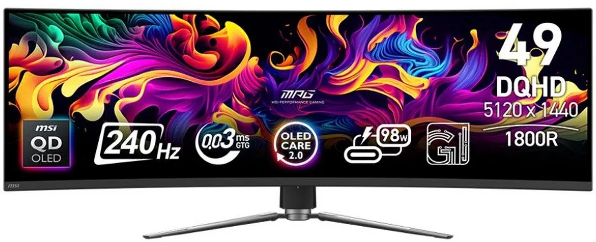 MSI MPG 491CQPX характеристики — 49 дюймов, 5120x1440, 240 Гц, 0.03 мс, QD-OLED