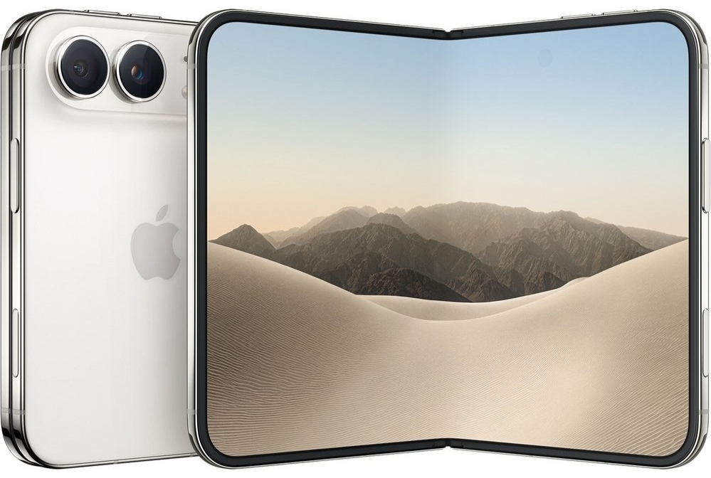 Apple iPhone Duo 256GB складной смартфон в открытом и закрытом положении цвет Star White