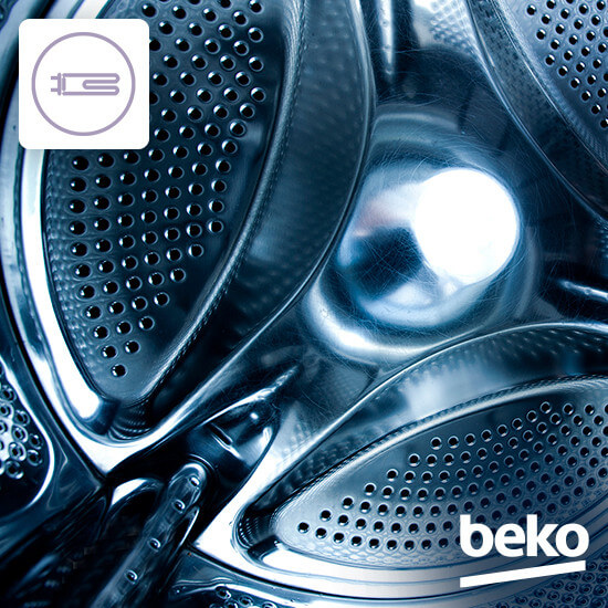Beko WSPE6H616A барабан с перфорацией — равномерное распределение воды при стирке