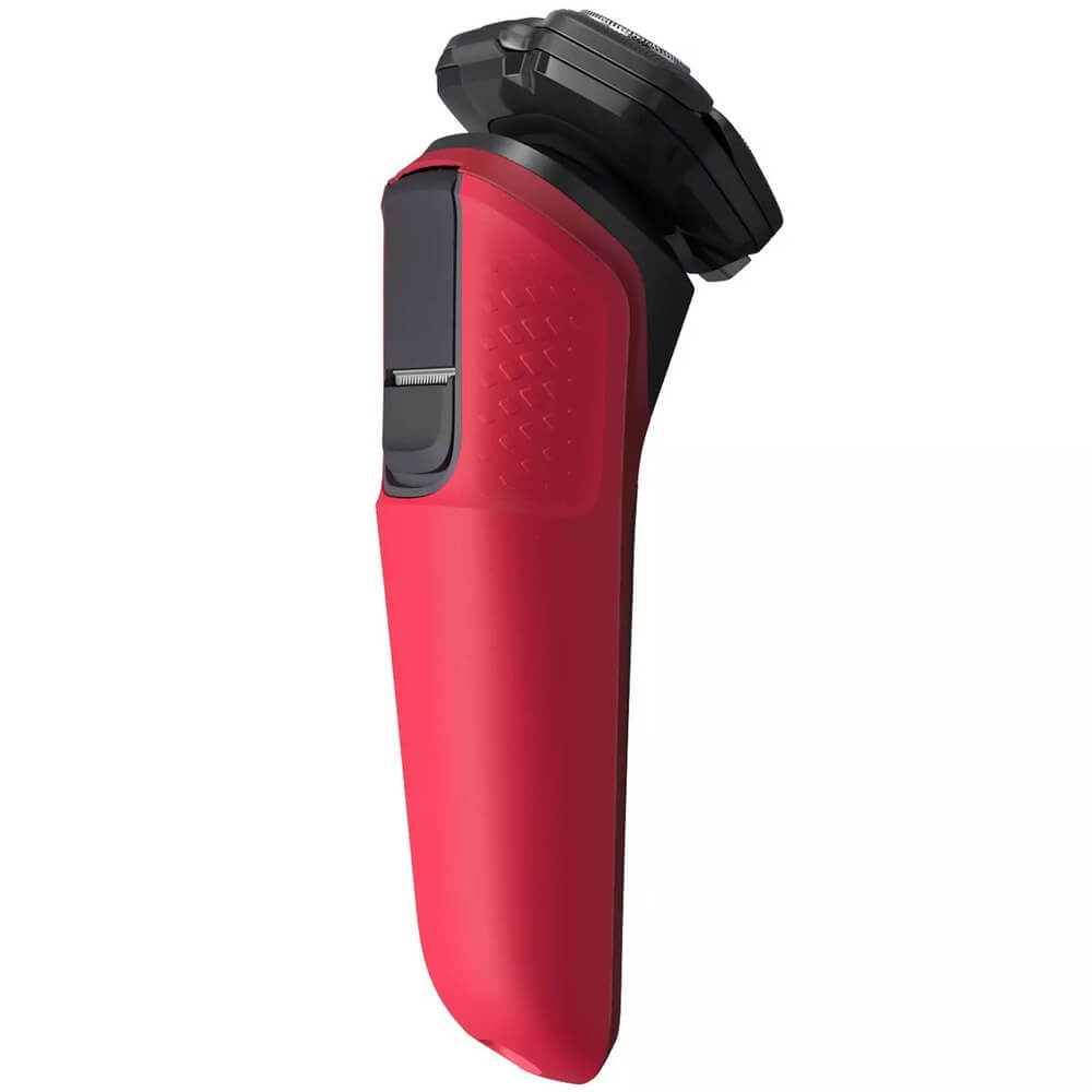 Philips S5883/10 вид сбоку &mdash; серебристая полоса возле ножей, компактный профиль корпуса