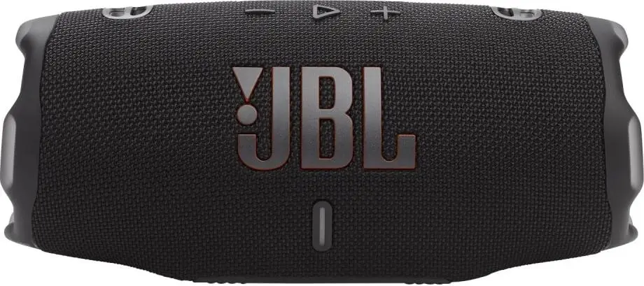 JBL Charge 6 Black вид сверху &mdash; кнопки управления и логотип