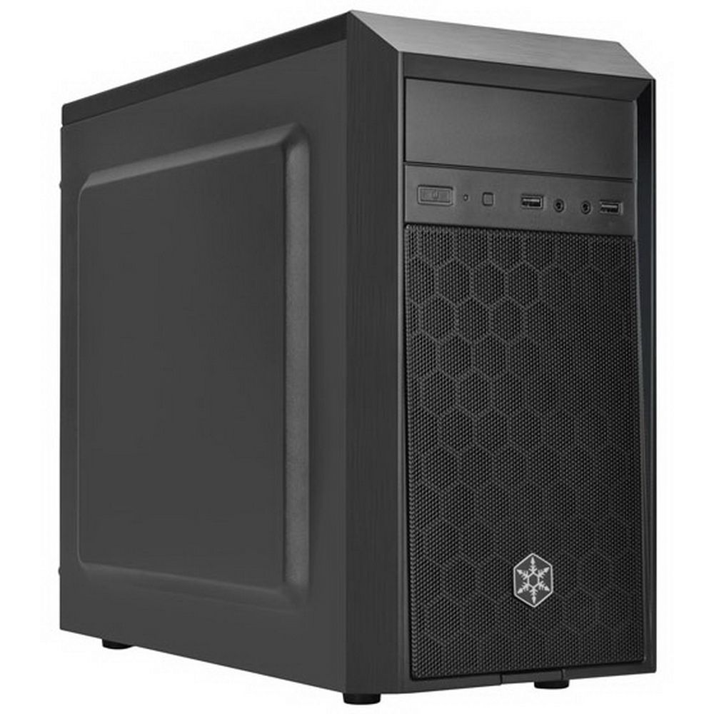 SilverStone SST-PS16B Mini-Tower чёрный вид спереди металлическая сетка фронтальной панели
