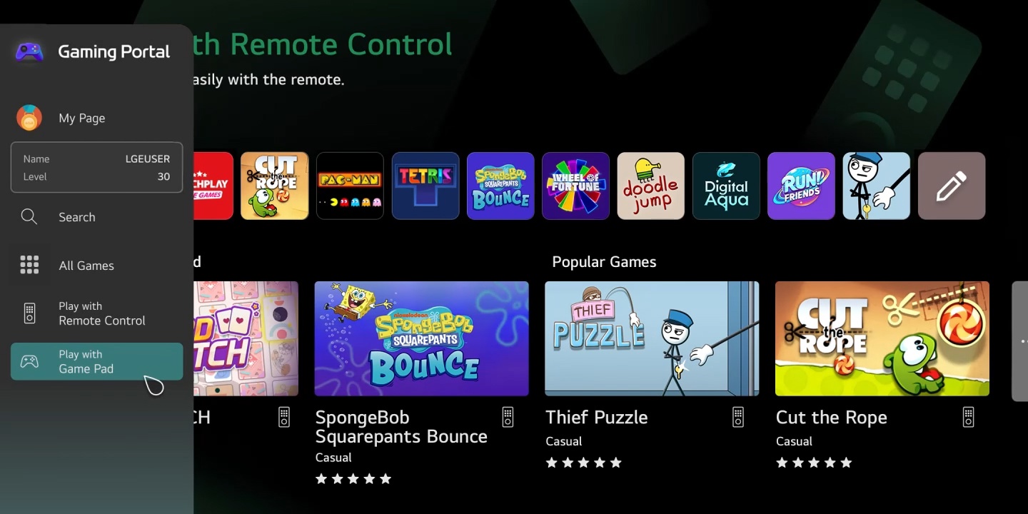 Gaming Portal: Xbox / GeForce NOW / Boosteroid — LG OLED42C5RLA
