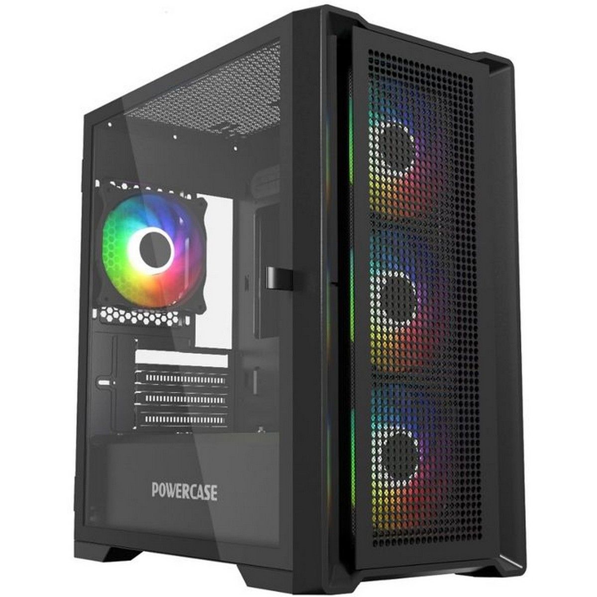 PowerCase Alisio Micro X4B V2 вид спереди металлическая сетка ARGB-вентиляторы