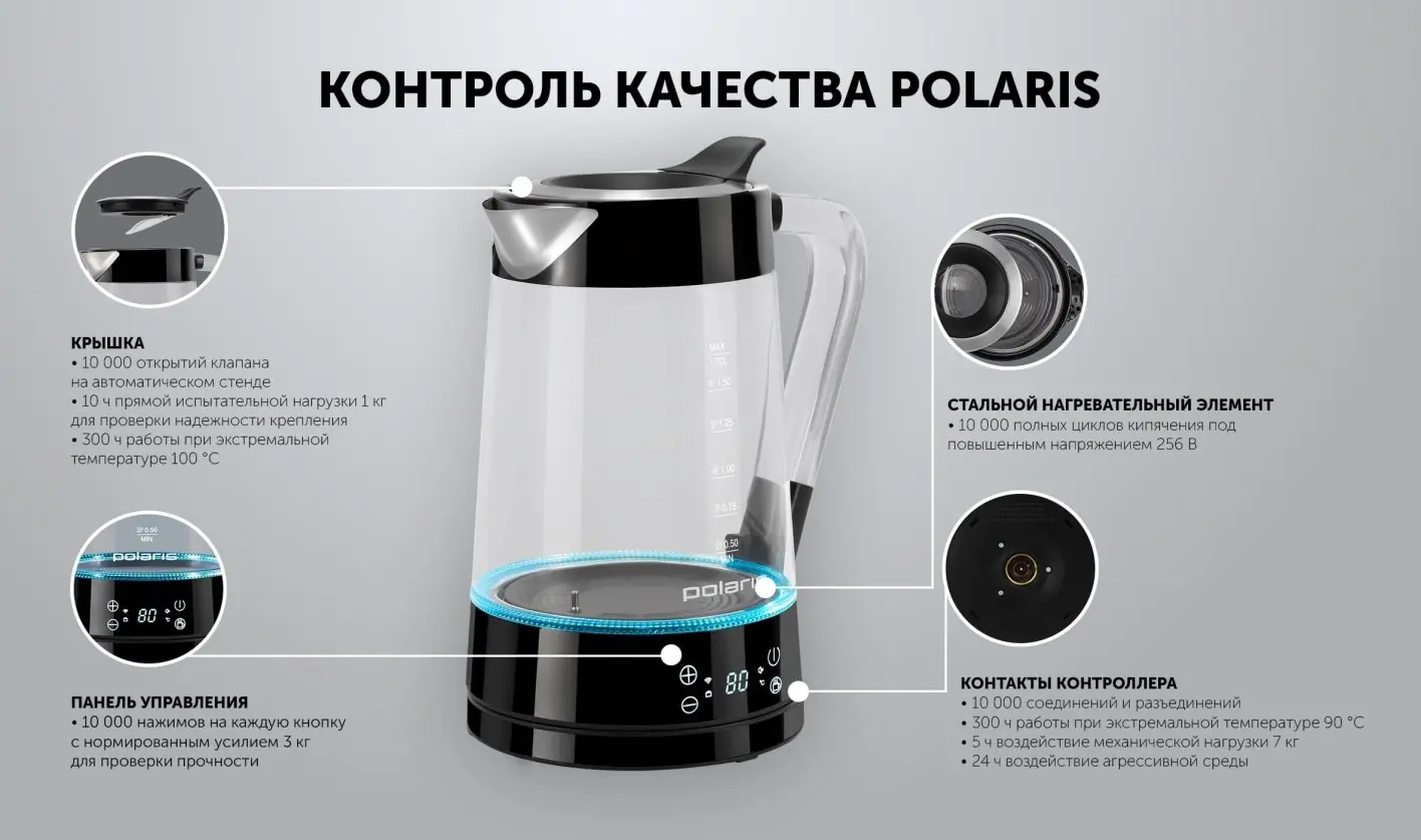 Polaris PWK 1715CGLD — вид сверху носик крышка