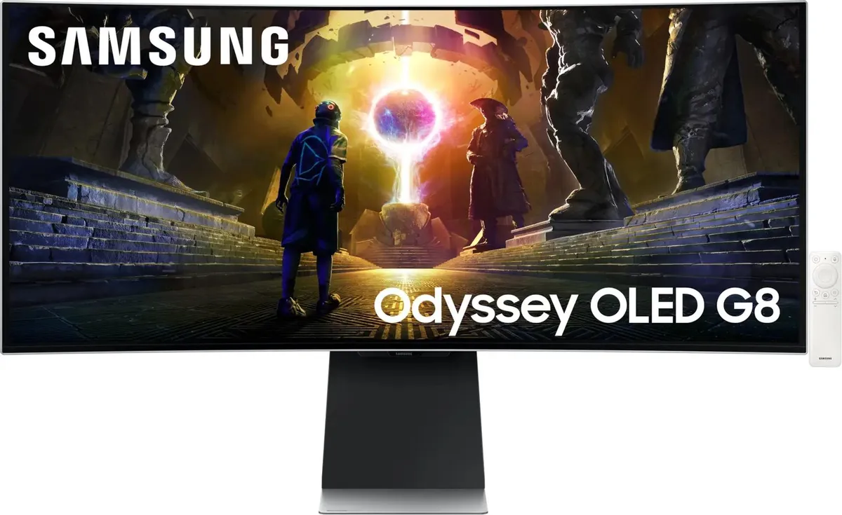 Samsung Odyssey OLED G8 S34DG852SIXCI &mdash; изогнутый монитор 34 дюйма, вид спереди