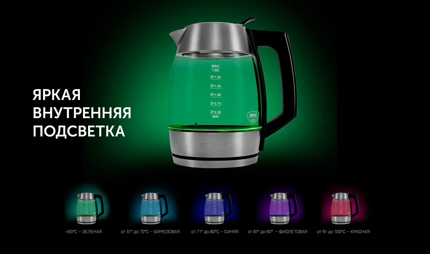 Polaris PWK 1841CGLD носик крышка верхняя часть стекло